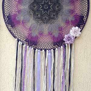 Álomfogó horgolt fali dísz, függődísz, ablakdísz, fali dekoráció mandala 50 cm - Meska.hu