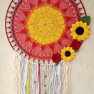 Álomfogó horgolt fali dísz, függődísz, ablakdísz, fali dekoráció mandala 50 cm - Meska.hu