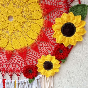 Álomfogó horgolt fali dísz, függődísz, ablakdísz, fali dekoráció mandala 50 cm - otthon & életmód - dekoráció - fali és függő dekoráció - álomfogó - Meska.hu