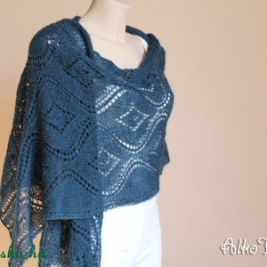 Kötött  kék stóla, mutatós hullámmintával -  - Meska.hu