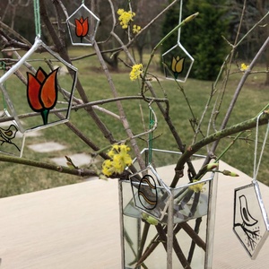3 db Üveg dekoráció, tavaszi, tulipános - otthon & lakás - dekoráció - Meska.hu