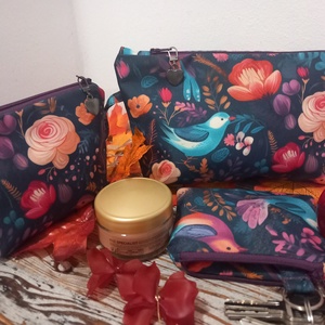 Türkiz madárkás  neszesszer szett  Karácsonyi ajándék bevezető áron , Táska & Tok, Neszesszer, Varrás, MESKA