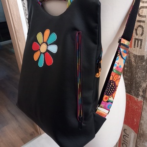 Flowers Flow hátizsák  fekete - táska & tok - hátizsák - hátizsák - Meska.hu