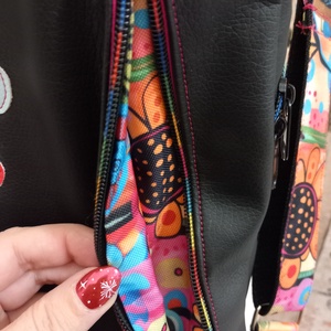 Flowers Flow hátizsák  fekete - táska & tok - hátizsák - hátizsák - Meska.hu