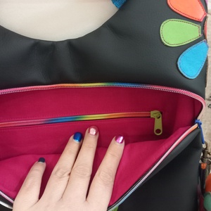 Flowers Flow hátizsák  fekete türkiz  - táska & tok - hátizsák - hátizsák - Meska.hu