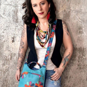 Türkiz Miniflower crossby Táska , Táska & Tok, Kézitáska & válltáska, Tarisznya, Varrás, MESKA