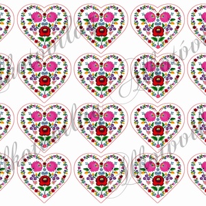  Kalocsai szívek 5 x 5,5 cm - VASALHATÓ FÓLIA, VASALHATÓ MATRICA, Kellékek & szerszámok, Vegyes alapanyag, Egyéb alapanyag, Decoupage, transzfer és szalvétatechnika, Patchwork, foltvarrás, MESKA