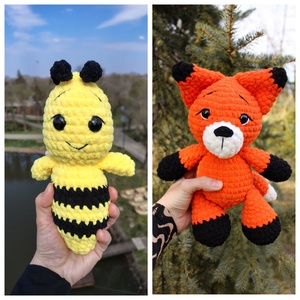 Méhecske és róka horgolásminta szett, DIY (Csináld magad), Szabásminta, útmutató, Horgolási minta, Horgolás, MESKA