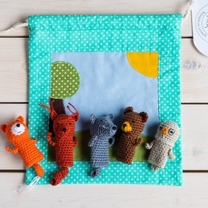 Ujjbáb készlet, Élet az erdőben, horgolt - játék & sport - bábok - ujjbáb - Meska.hu