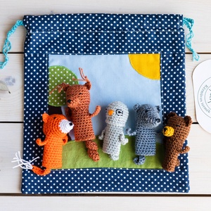 Ujjbáb készlet, Élet az erdőben, horgolt - játék & sport - bábok - ujjbáb - Meska.hu