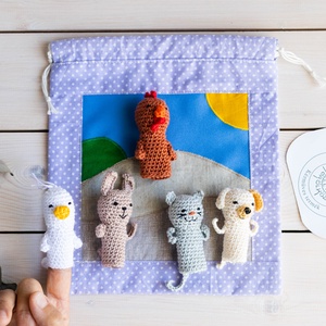 Ujjbáb készlet, Élet a tanyán, horgolt - játék & sport - bábok - ujjbáb - Meska.hu