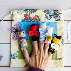 Ujjbáb készlet, Apró állatok, horgolt - játék & sport - bábok - ujjbáb - Meska.hu