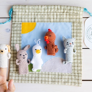 Ujjbáb készlet, Élet a tanyán, horgolt - játék & sport - bábok - ujjbáb - Meska.hu