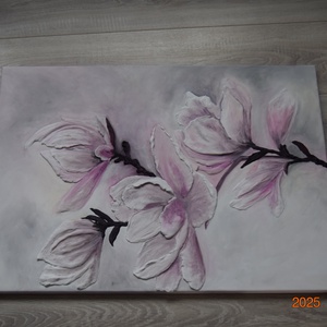 Álmodozó Magnólia Ág 50X70, Művészet, Festmény, Festmény vegyes technika, Festészet, MESKA