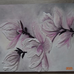 Álmodozó Magnólia Ág 50X70 - művészet - festmény - festmény vegyes technika - Meska.hu