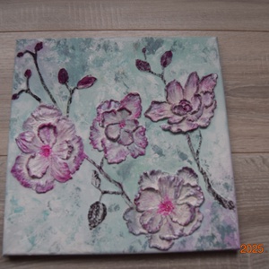 Cseresznyevirágok 30X30 - művészet - festmény - festmény vegyes technika - Meska.hu