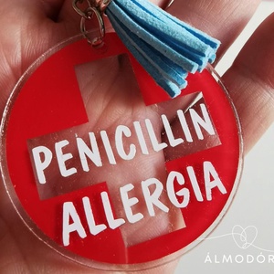 Penicillin allergia jelölő - kulcstartó - Meska.hu