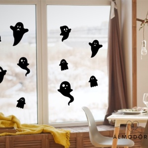 Halloween ablakmatrica, szellem matrica, falmatrica, dekoráció, Otthon & Életmód, Dekoráció, Ajtó- és ablak dekoráció, Ablakmatrica, Fotó, grafika, rajz, illusztráció, MESKA