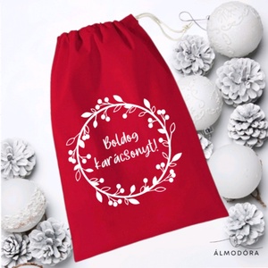 Karácsonyi ajándékzsák, ajándékzacskó, ajándékkísérő, textilzsák, csomagoló, fenntartható - Meska.hu