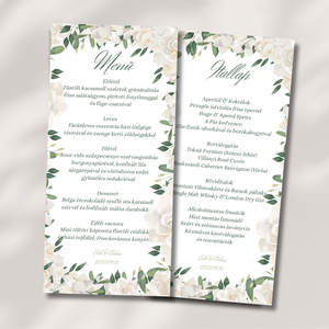 Elegáns Fehér Rózsás Esküvői Meghívó Szett - 10 db-os Szerkeszthető Canva Sablon - esküvő - meghívó & kártya - eljegyzési meghívók - Meska.hu