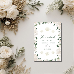 Elegáns Fehér Rózsás Esküvői Meghívó és Save the Date szett � Szerkeszthető Canva Sablon, Esküvő, Meghívó & Kártya, Digitális meghívók, Fotó, grafika, rajz, illusztráció, MESKA