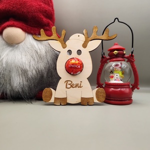 Egyedi rénszarvasos karácsonyfadísz, Karácsony, Karácsonyi lakásdekoráció, Karácsonyfadíszek, Famegmunkálás, MESKA