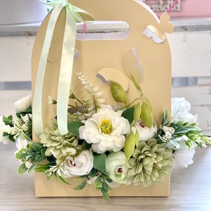 Lepkés táska virágbox ballagási ajándék - otthon & életmód - dekoráció - virágdísz és tartó - virágbox, virágdoboz - Meska.hu