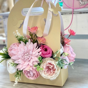 Lepkés táska virágbox ballagási ajándék - otthon & életmód - dekoráció - virágdísz és tartó - virágbox, virágdoboz - Meska.hu