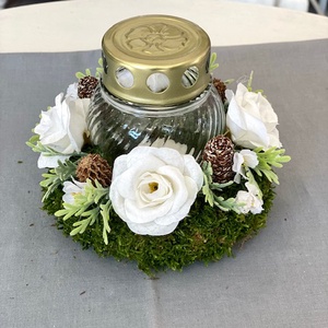 Mécseses mohakoszorú mindenszenteki sírdísz - Meska.hu