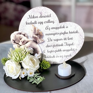Mikor elmentél talpas szív mindenszenteki sírdísz  - Meska.hu
