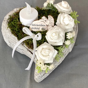 Angyalszárny nyújtott szív mindenszenteki sírdísz  - Meska.hu