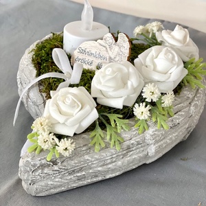 Angyalszárny nyújtott szív mindenszenteki sírdísz  - otthon & életmód - vallás - temetkezési tárgy - Meska.hu