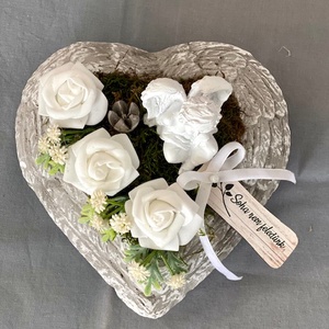 Angyalszárny szív mindenszenteki sírdísz  - otthon & életmód - vallás - temetkezési tárgy - Meska.hu