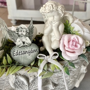 Virágmintás betontál mindenszenteki sírdísz  - otthon & életmód - vallás - temetkezési tárgy - Meska.hu