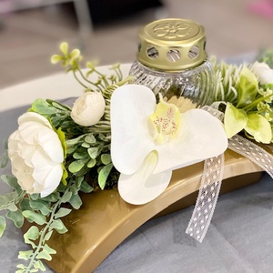 Orchideás arany híd mindenszenteki sírdísz- 2 féle színben - otthon & életmód - vallás - temetkezési tárgy - Meska.hu