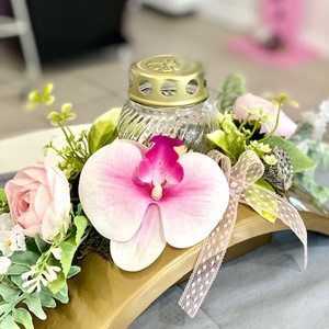 Orchideás arany híd mindenszenteki sírdísz- 2 féle színben - otthon & életmód - vallás - temetkezési tárgy - Meska.hu