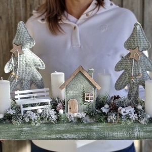 Téli erdő óriás adventi asztaldísz, Karácsony, Adventi díszek, Adventi asztaldísz, Virágkötés, MESKA