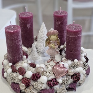 Sötét mályva adventi asztaldísz - karácsony - adventi díszek - adventi asztaldísz - Meska.hu