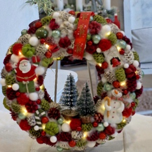 Mikulás és Hóember karácsonyi ajtódísz - Meska.hu