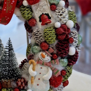 Mikulás és Hóember karácsonyi ajtódísz - karácsony - karácsonyi lakásdekoráció - karácsonyi ajtódíszek - Meska.hu