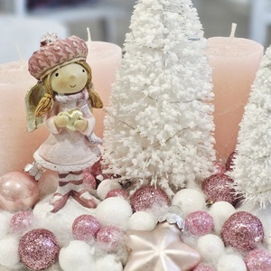 Rózsaszín adventi asztaldísz - karácsony - adventi díszek - adventi asztaldísz - Meska.hu