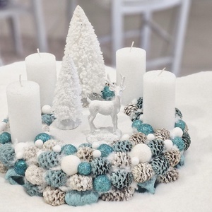 Türkiz adventi asztaldísz - karácsony - adventi díszek - adventi koszorú - Meska.hu