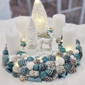 Türkiz adventi asztaldísz - Meska.hu