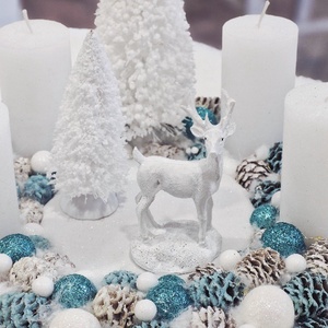 Türkiz adventi asztaldísz - karácsony - adventi díszek - adventi koszorú - Meska.hu