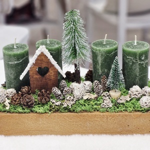 Házikós natúr adventi asztaldísz - Meska.hu
