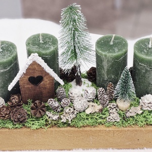 Házikós natúr adventi asztaldísz - karácsony - adventi díszek - adventi asztaldísz - Meska.hu