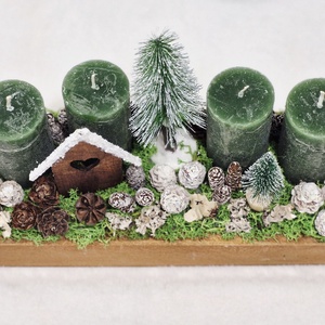 Házikós natúr adventi asztaldísz - karácsony - adventi díszek - adventi asztaldísz - Meska.hu