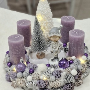 Lila manós adventi asztaldísz  - Meska.hu