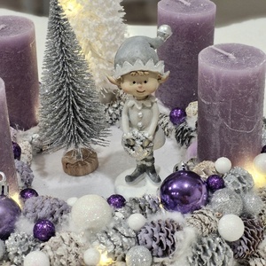 Lila manós adventi asztaldísz  - karácsony - adventi díszek - adventi koszorú - Meska.hu