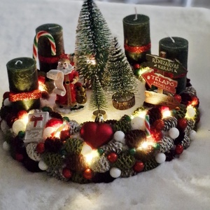 Klasszikus Mikulásos adventi asztaldísz - karácsony - adventi díszek - adventi koszorú - Meska.hu